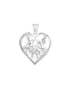 Silver Birds in a Heart Pendant