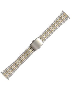 Two Tone Metal 18-22mm Train Track Style Buckle Metal Watch Strap