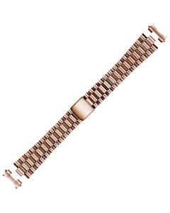 Rose Metal 18mm Curved Rollo With Lines Style Buckle Watch Strap