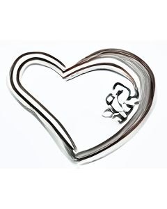 10K White Gold Floating Heart Pendant with Stone