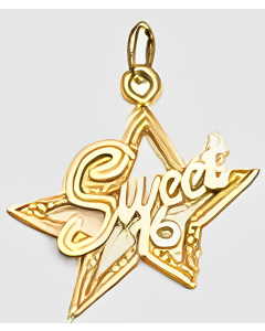 10K Yellow Gold Super Star Sweet 16 Pendant