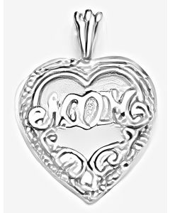 Silver Fancy Heart "Mom" Pendant
