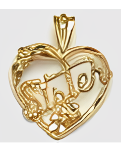 10K Yellow Gold  "Sister"  Heart Pendant