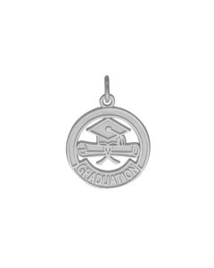 10K White Gold Diploma & Grad Cap Graduation Charm