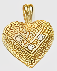 10K Yellow Gold Rugged Heart with C.Z Pendant