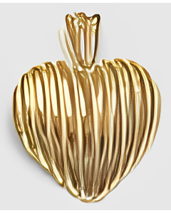 10K Yellow Gold Striped Heart Pendant