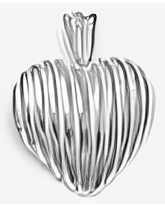 Silver Striped Heart Pendant