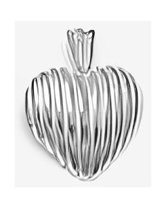 Silver Striped Heart Pendant