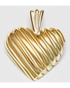 10K Yellow Gold Slanted Striped Heart Pendant