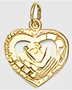 10K Yellow Gold Heart With Rose Charm