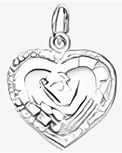 Silver Heart With Rose Charm
