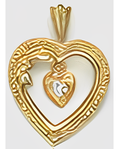 10K Yellow Gold Double Heart C.Z. Pendant