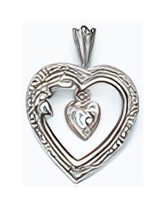 Silver Double Heart C.Z. Pendant