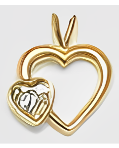 10K Yellow Gold Chic Double Heart C.Z. Pendant
