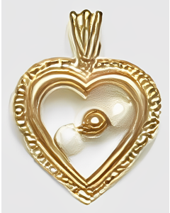 10K Yellow Gold Pearl Heart Pendant
