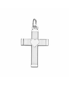 Silver Cross With Heart in the Middle Charm