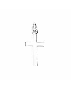 10K White Gold Plain Cross Charm