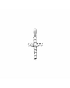 10K White Gold Cross With Stones Pendant