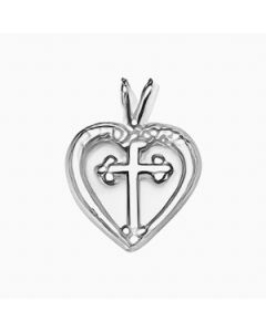 Silver Cross With Heart Charm