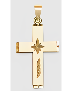 10K Yellow Gold Cross with Star Pendant