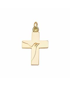 10K Yellow Gold Dove on a Plain Cross Pendant