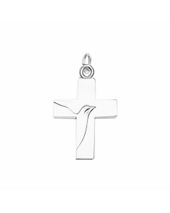 Silver Dove on a Plain Cross Pendant