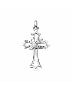 Silver Flying Dove on a Cross Charm