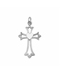 Silver Fancy Cross with Heart in the Middle Pendant