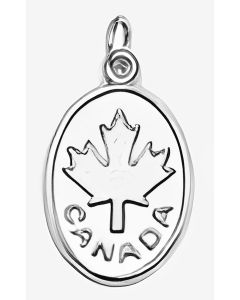 Silver Oval Maple Leaf Canada Charm