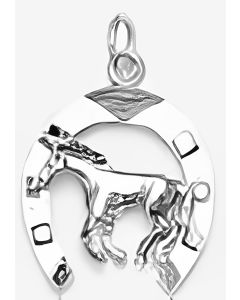 Silver Horse in a Horseshoe Pendant