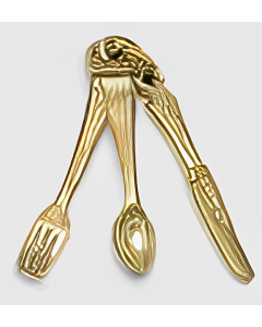 10K Yellow Gold 3D Fork, Spoon & Knife Charm
