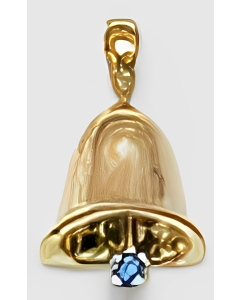 10K Yellow Gold Hand Bell With Stone Charm