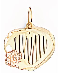 10K Two Tone Floral Striped Heart Charm