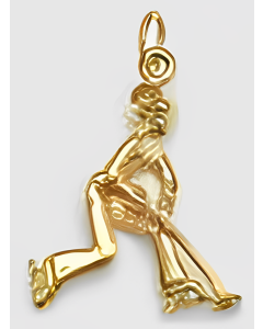 10K Yellow Gold 3D Ringette Player Charm