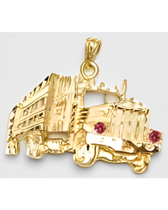 10K Yellow Gold Big Truck with Stones Charm