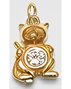 10K Yellow Gold Cat with C.Z. Belly Charm