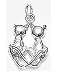 Silver Back of Cats Charm