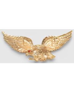 10K Yellow Gold Red Eye Eagle Pendant