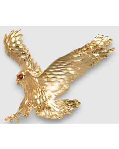 10K Yellow Gold Red Eye Eagle Pendant