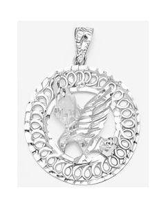 Silver Eagle in a Circle Pendant