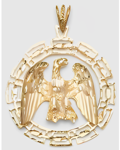 10K Yellow Gold Proud Eagle in a Circle Pendant
