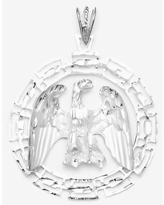 Silver Proud Eagle in a Circle Pendant