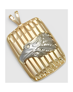 10K Two Tone Eagle's Face on a Rectangular Pendant