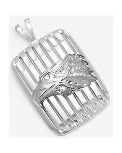 Silver Eagle's Face on a Rectangular Pendant