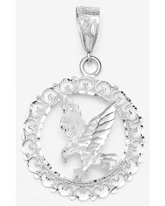 Silver Eagle in a Circle Pendant