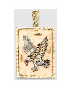 10K Two Tone Eagle in a Rectangular Pendant