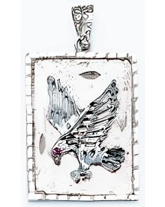 Silver Eagle in a Rectangular Pendant