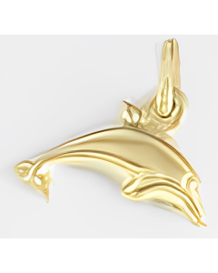 14K Yellow Gold Hollow Italian Dolphin Pendant