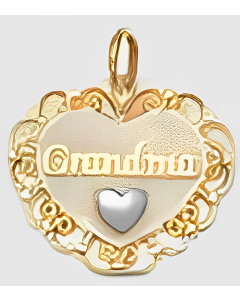 10K Two Tone Elegant "Grandma" Heart Charm