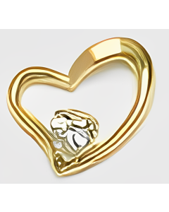 10K Yellow Gold Floating Heart With C.Z Pendant